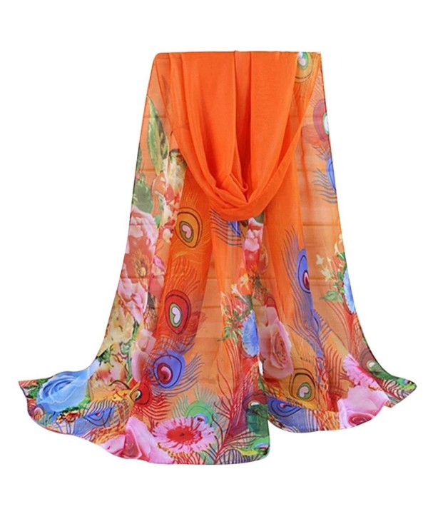 Shawl- New Lady Long Soft Wrap Silk Chiffon Scarf Scarves - X_orange - C0185TCXGG8