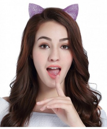 Christmas Headband Deer Antlers Costume Xmas Holiday Party Reindeer Cat Ears - Purple - Cat Ears - CG184RQHCN4