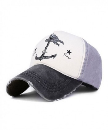 Superhappy Vintage Style the Pirate Ships Anchor Printing Multicolor Adjustable Baseball Cap - Black & Grey - CK121DJPCQF