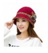 Highpot Women Flowers Warm Crochet Knitted Hat - Hot Pink - CY186HTHN0C