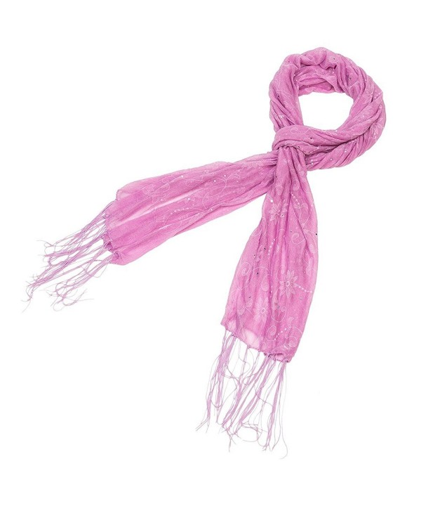 Flower with Sequin Accent Scarf - Pink - CO11MQOZDBL