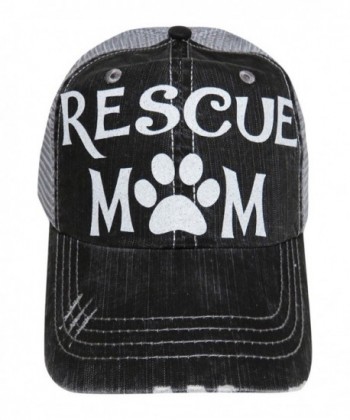 White Glitter Rescue Mom Grey Trucker Baseball Cap Pet Animal Dog Cat - CS12MXD0ZE8