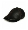 lethmik Flat newsboy Cap Cowhide Leather IVY Cabbie Hat Hunting Driving Cap - Black - C0126A1AI77