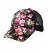Crystell Cap- Flower Pattern Embroidery Cotton Baseball Cap Snapback Hip Hop Flat Hat - Black - C9182GGIT52
