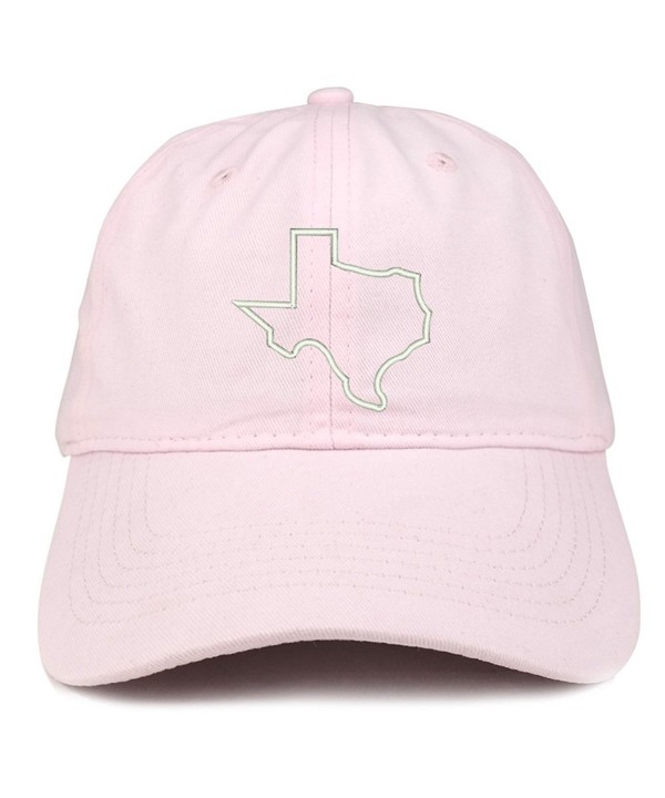 Trendy Apparel Shop Texas State Outline Embroidered Brushed Cotton Dad Hat Cap - Light Pink - CH185HO4YNE