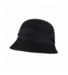 FLH 1920's Vintage Style Wool Cloche Winter Hat w/Ribbon Trim- Classic Equestrian Cap - Black - CK11RLXCCEX