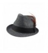 Revive Online Men's 1940's / 1950's Style Herringbone Fedora Hat Retro Americana - Charcoal Grey - CT11NOF9QWN