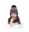 IRELIA Womens/Mens Stretchy Knitted Pom Fleece Lined Caps Beanie Scarf Set - 2 in 1(brown) - C7187DY0277