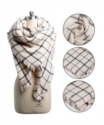 Plaid Blanket Scarf Winter Tartan Scarves Warm Cozy Pashmina Wrap Shawl for Women - Beige - CK187R8TA6O