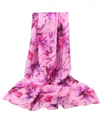 Sandistore Fashion Women Long Soft Wrap Leaves scarf Ladies Shawl Chiffon Leaf Scarf Scarves - Pink - C012K85U04J