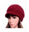Women Lady Braided Warm Cabled Knit Winter Beanie Crochet Hats Newsboy Caps Claret - CB129B3VWI7