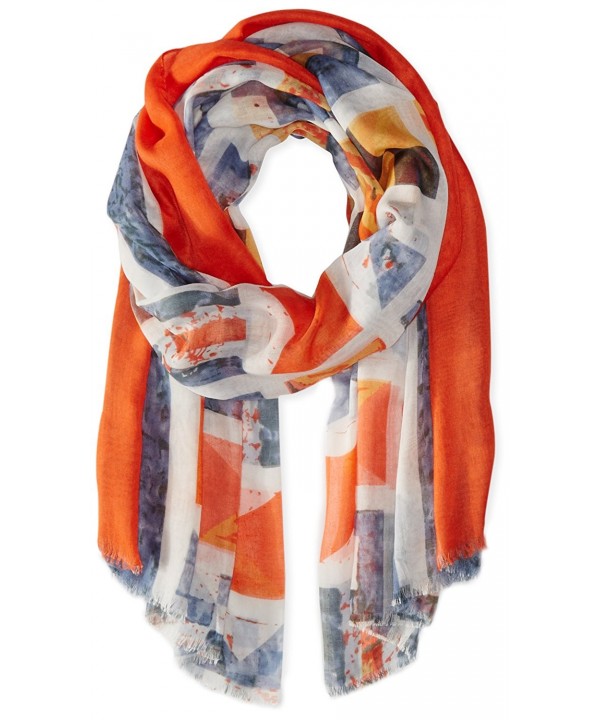 Saro Lifestyle Women's Geo Design Scarf - Coral - C911ZCXEF5X