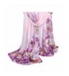 GERINLY Chiffon Women Scarves Peony Flowers Sheer Neck Scarf - Purplered - CK1827W3C8T