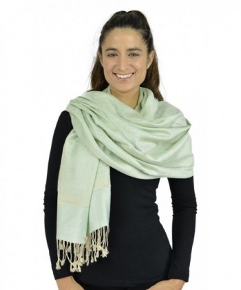 Belle Donne Jacquard Paisley Pashmina Soft Wrap Shawl Stole Tapestry Scarf - Baby Green - CX129948T07