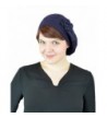 Belle Donne - Women's Mesh Crocheted Accented Stretch Beret Hat - Many Colors - Navy 4082 - CP12EZVVBYZ