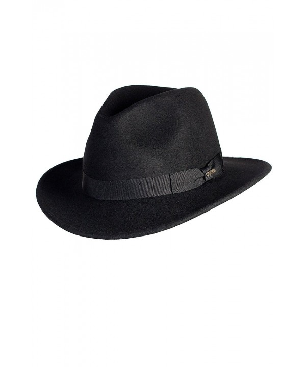 Crushable Wool Felt Fedora Hat - Black - CJ11GZJTUGH