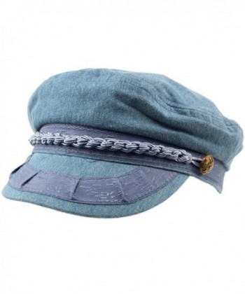 Men's Summer Cotton Greek Fisherman Sailor Fiddler Driver Hat Flat Cap - Denim - CK17YI90S3H