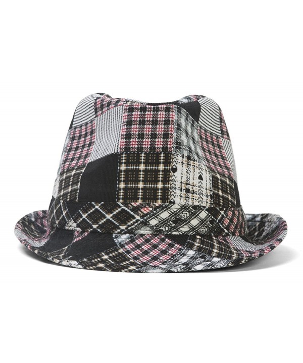 Sam's Rock Head Wear Womens Plaid Fedora w/Band - Black - CR124LXQ769