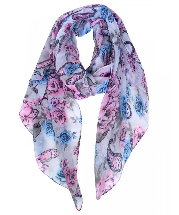 DOCILA Rose Print Scarves- Cozy Womens Wrap Scarf- Christmas Gift - Pinkgrey - CN17YSSESIO