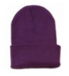 Decky 12 Inch Long Cuffed Knit Beanie Cap (One Size- Purple) - C4110DKZEBJ