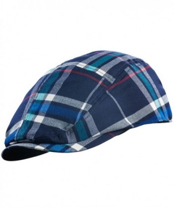 MG Plaid Newsboy Large Navy