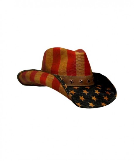 Peter Grimm Vintage Drifter Cowboy Hat - USA- American Flag- Patriotic- America - C311QS3P1DB
