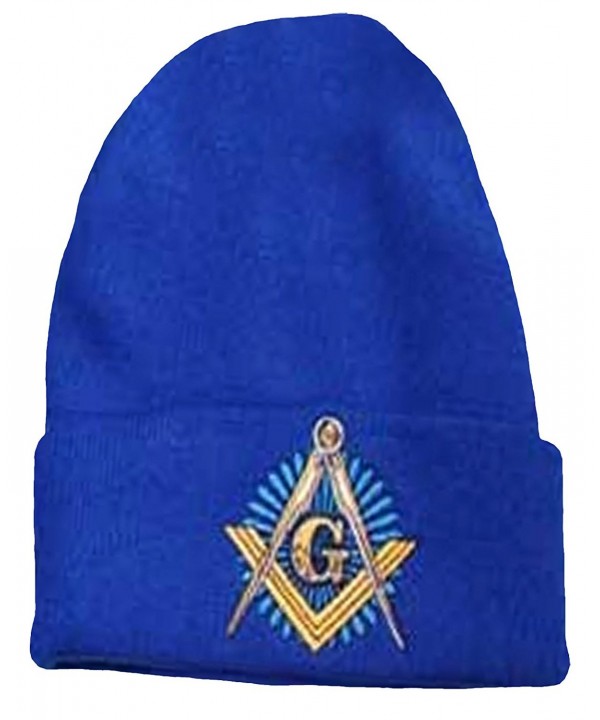 Mason Blue Winter Skull Cap Knit Ski Hat Masonic Lodge Cuffed Beanie - C6126ZL2HYB