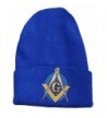 Mason Blue Winter Skull Cap Knit Ski Hat Masonic Lodge Cuffed Beanie - C6126ZL2HYB