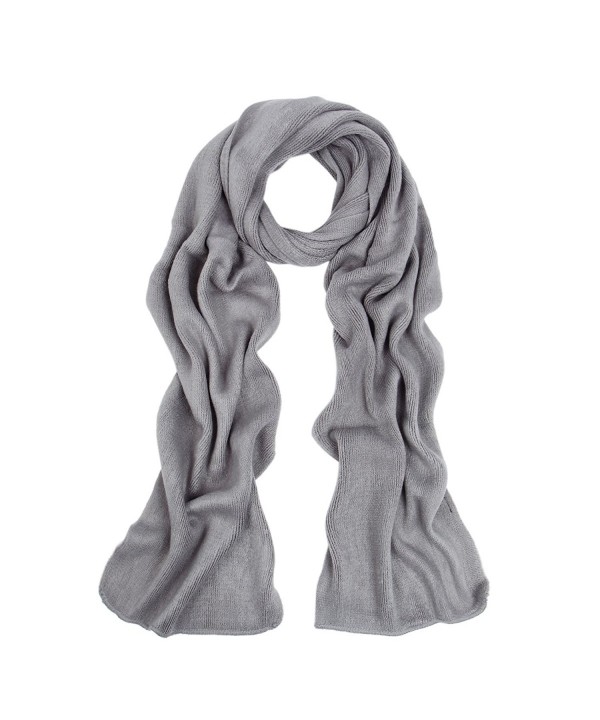 Premium Long Fine Knit Solid Color Warm Winter Scarf - Different Colors - Grey - CU127LE1C9H