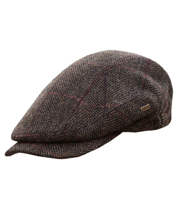 Men's Quiet Man Cap -Irish Tweed Flat Cap - Brown - CG11IJ37Q1N