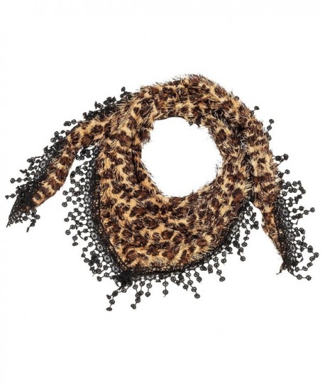 Leopard Animal Print Scarf with Tassel Edge - Brown - CL11M0HPCGZ