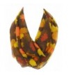 DivaDesigns Women's Light Thin Autumn Leaves and Pumpkins Theme Infinity Scarf - Dark Brown - C411P9IOYAB