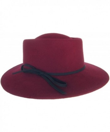 Brooklyn Hat Co Wrangler Womens Boater Wool Felt Fedora Music Festival Hat - Berry - CZ11WNYJVRL