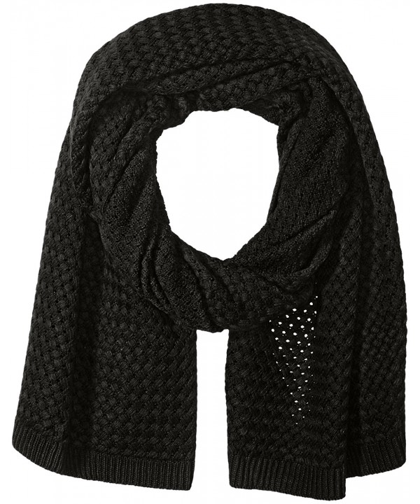 La Fiorentina Women's Oversized Jacquard Texture Scarf - Black - CB12E1EBUS3