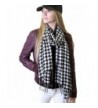 Anika Dali Classic Houndstooth Pattern Scarf- Black/White- Twisted Tassels - C111G30OD1Z