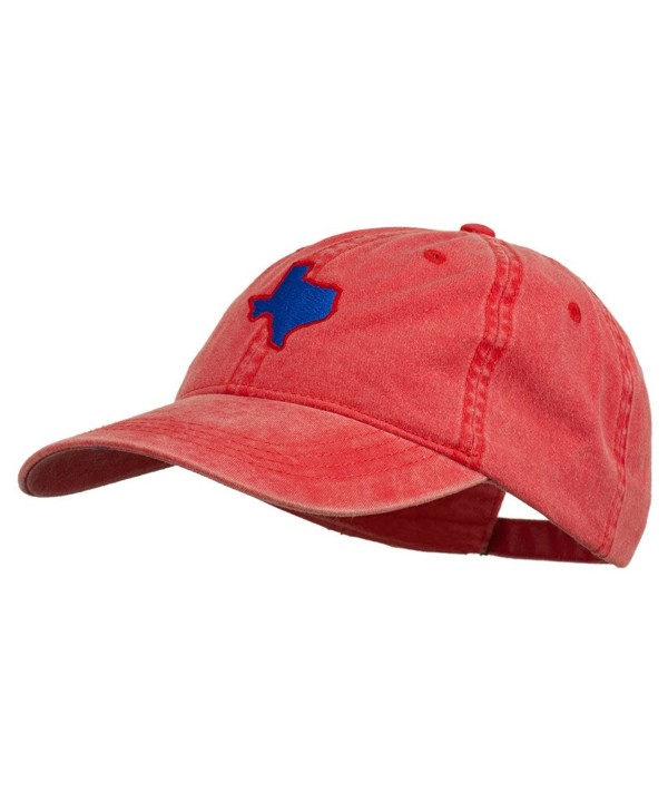 Texas State Map Embroidered Washed Cotton Cap - Red - C711ONYT2QJ