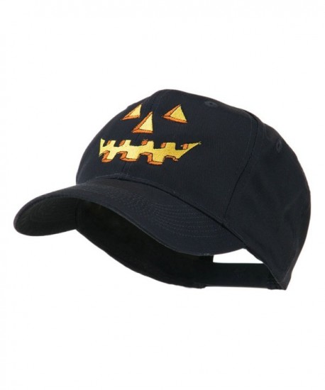 Halloween Pumpkin Face Embroidered Cap - Black - CR11GZAEONT