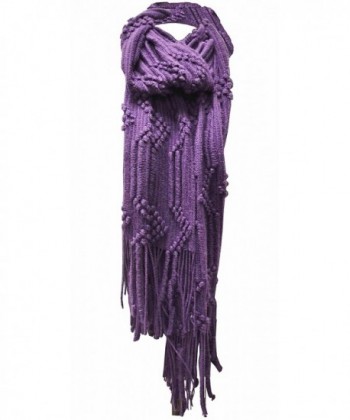 Women's 'Scarf' Soft Warm Winter Knit Tassels Scarf - Amethyst - C6185XE4G8S