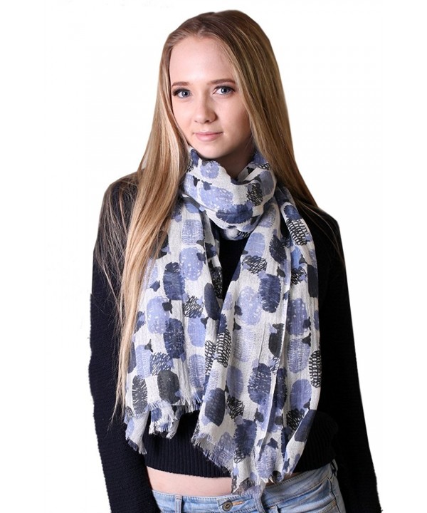 Anika Dali Women's Baa Baa Sheep Blue Print Scarf- Soft Lightweight Wool- Blue - C911IFTQ0U9