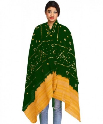 Exotic India Double-Shaded Bandhani Tie Dye Shawl from - Komou Green - CM180Y3HH0C