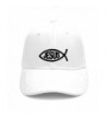 parqeut Jesus Christian Ichthys Fish Embroidered Adjustable Baseball Hat - White - CK17Z2TD9DO