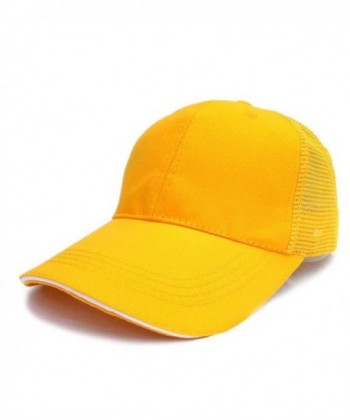 Unisex Men Women Baseball Cap Cotton Netted Trucker Mesh Blank Visor Adjustable Hat - Yellow With White Side - CB185EXZT3Y