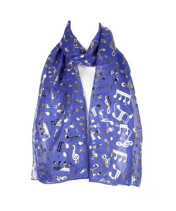 Musical Notes Chiffon Ladies Womens Scarf Shawl Wrap - Blue - C612EW8H019