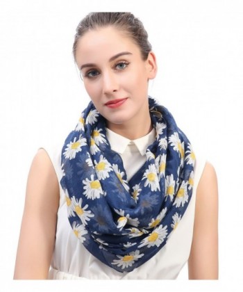 Lina & Lily Daisy Flower Print Women's Infinity Scarf - Navy Blue - CS11SNOGMTP