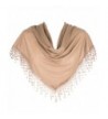 HatToSocks Triangle Scarf with Bobbin Lace Fringes for Women in Plain Colors - Mocha - CU12I8J8YFT