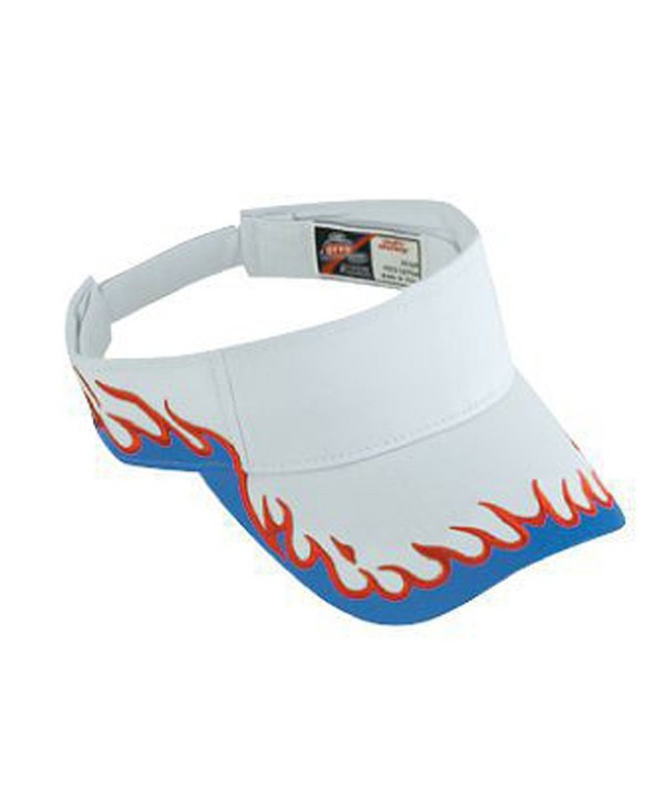 Otto Flame Pattern Cotton Twill Sun Visors - Wht/Ryl/Red - CX17YEH2GXI