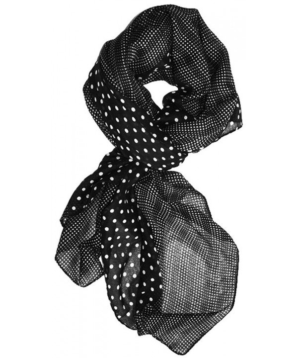 Peach Couture Soft Lightweight Fashion Charming Polka Dot Sheer Scarf Shawl Wrap - Black/White - CC11KNL3MQH