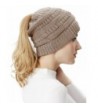 Lovful Women's Winter Cable Knit Warm Ponytail Beanie Hat - Camel - CR188N5IGMZ