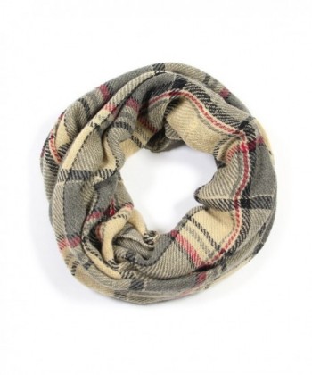 Me Plus Classic Plaid Check Pattern Knit Infinity Scarf Circle Loop Cowl Scarf - Beige-2 - CZ18823ROQU