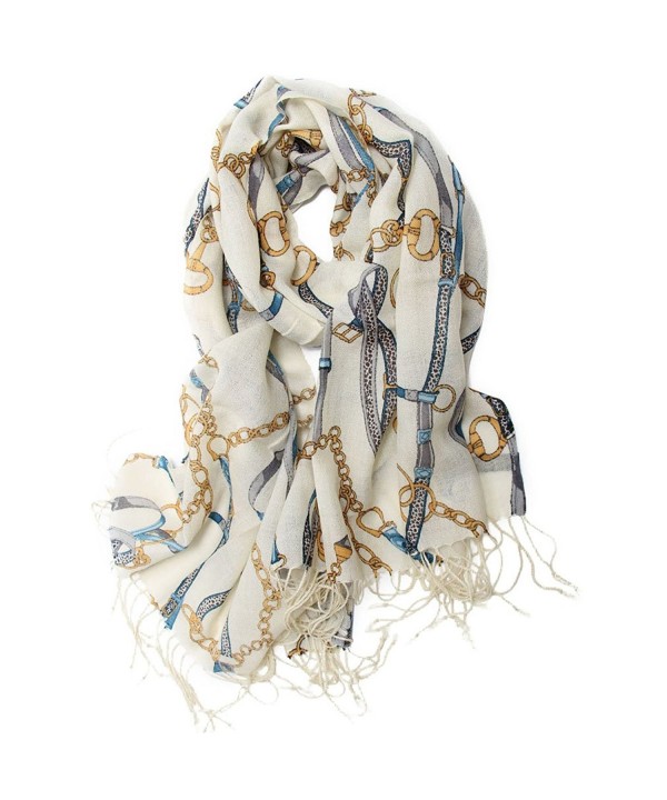 Scarfand Luxury 100% Real Wool Pashmina Wrap - Rope & Belt Ivory - CZ11NHWZWX5